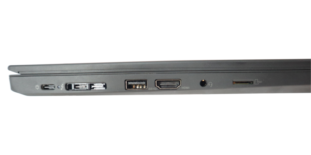 Left side of the Lenovo T15 ThinkPad, the laptop for the competition